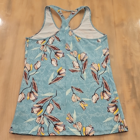 Calia Floral Racerback Tank Top - Blue and Brown - Picture 3 of 9